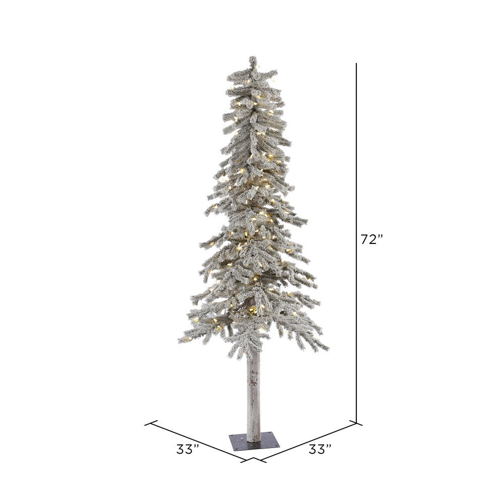 Vickerman 6' Flocked Alpine Artificial Christmas Tree Pure White Single Mold LED lights