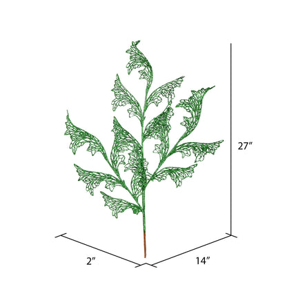 Vickerman 27" Green Glitter Coral Bells Leaf Lace Artificial Christmas Spray. Includes 12 sprays per pack.