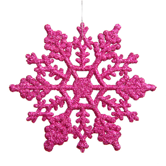 Vickerman 6.25" Magenta Glitter Snowflake Christmas Ornament 12 per Box