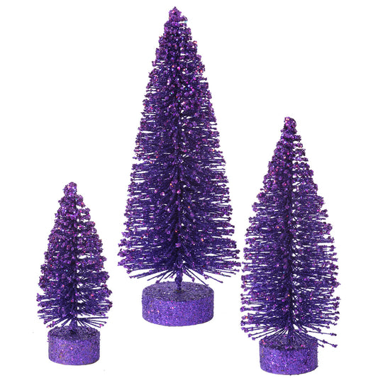 Vickerman 5"/7"/9" Purple Glitter OvalArtificial Christmas Tree Unlit
