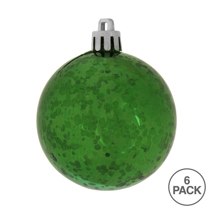 Vickerman 4" Emerald Shiny Mercury Ball Ornament 6 per Bag