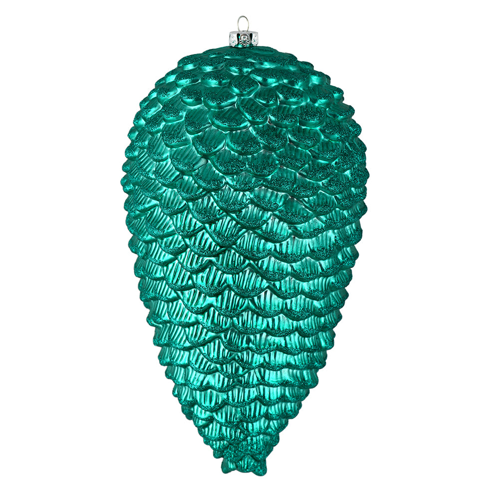 Vickerman 7" Teal Matte Glitter Pinecone Christmas Ornament 4 per set