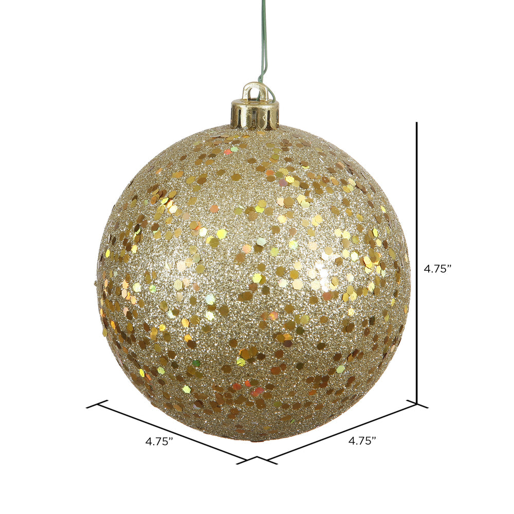 Vickerman 4.75" Gold Sequin Ball Ornament 4 per Bag