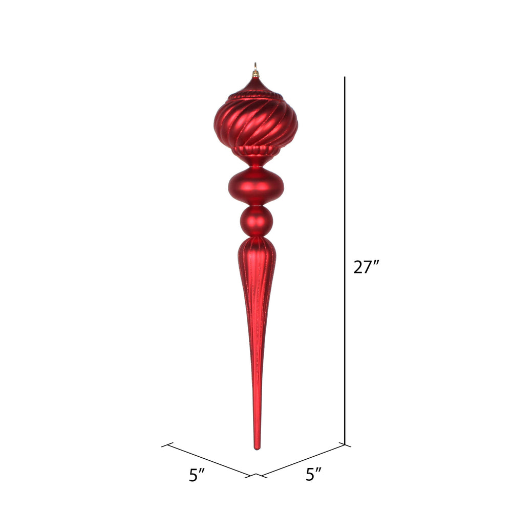 Vickerman 27" Red Matte Onion Finial Ornament with Glitter Accents