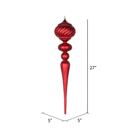 Vickerman 27" Red Matte Onion Finial Ornament with Glitter Accents