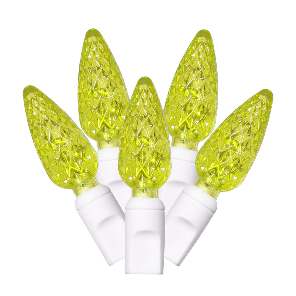 Vickerman 50 Lime C6 LED Light on White Wire 25' Christmas Single Mold Light Strand