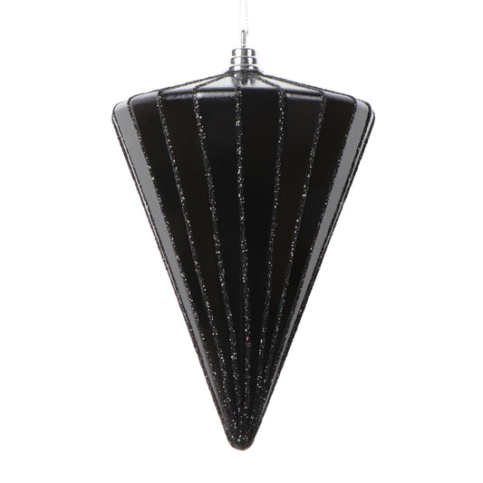 Vickerman 6" Shiny Black Cone Ornament 3 per bag.