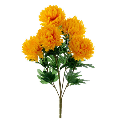 Vickerman 23" Artificial Marigold Yellow Mum Bush x 5
