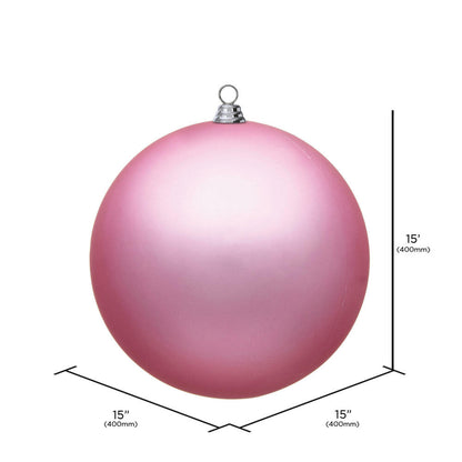 Vickerman 15.75" Pink Matte UV Ball Ornament. Extended protection from fading and breaking.