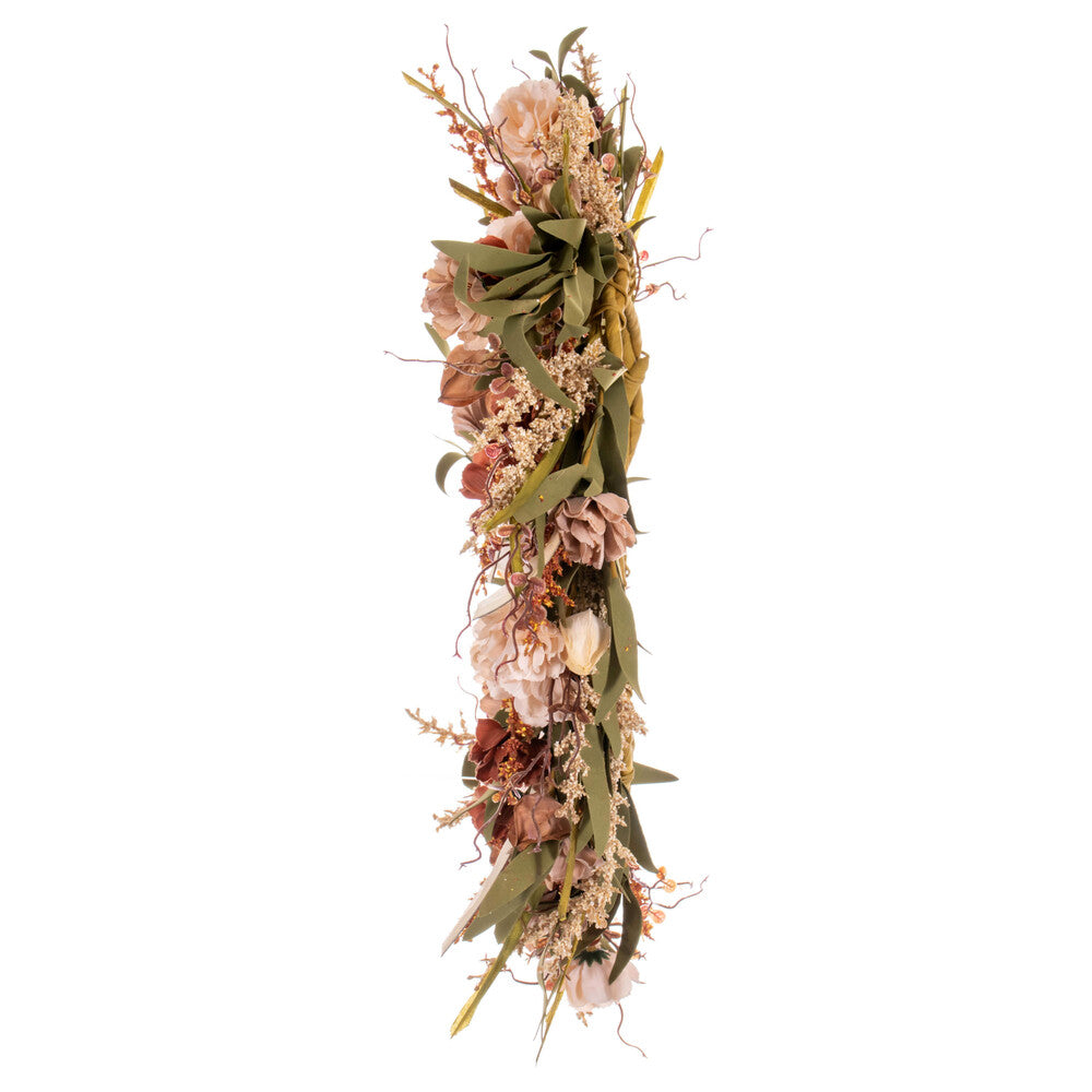 Vickerman 20" Brown and Cream Artificial Carnation and Chinese Lantern Wreath.