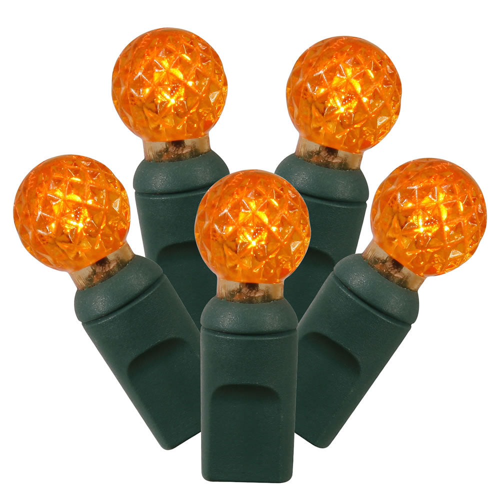 Vickerman 100 Orange G12 LED Single Mold Light on Green Wire 34' Christmas Light Strand