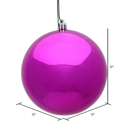 Vickerman 12" Fuchsia Shiny Ball Ornament