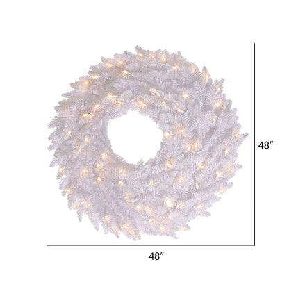 Vickerman 48" White Fir Artificial Christmas Wreath Warm White Dura-Lit LED lights