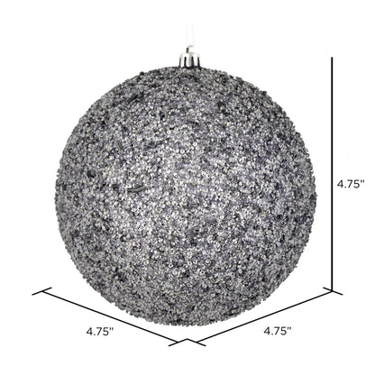 Vickerman 4.75" Silver Beaded Ball Ornament 6 per Bag