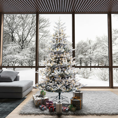 Vickerman 7.5' x 61" Flocked Hudson Fraser Fir Artificial Christmas Tree LED Warm White Lights