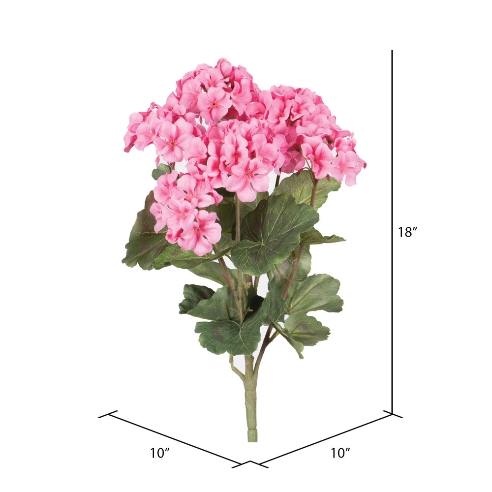 Vickerman 18" Artificial Coral Geranium Bush 4 per Pack.