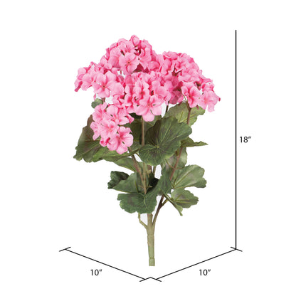 Vickerman 18" Artificial Coral Geranium Bush 4 per Pack.