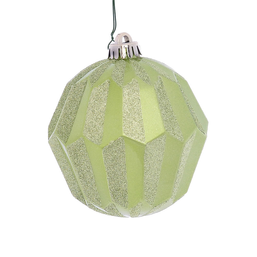 Vickerman 5" Celadon Glitter Faceted Ball Ornament 3 per Bag