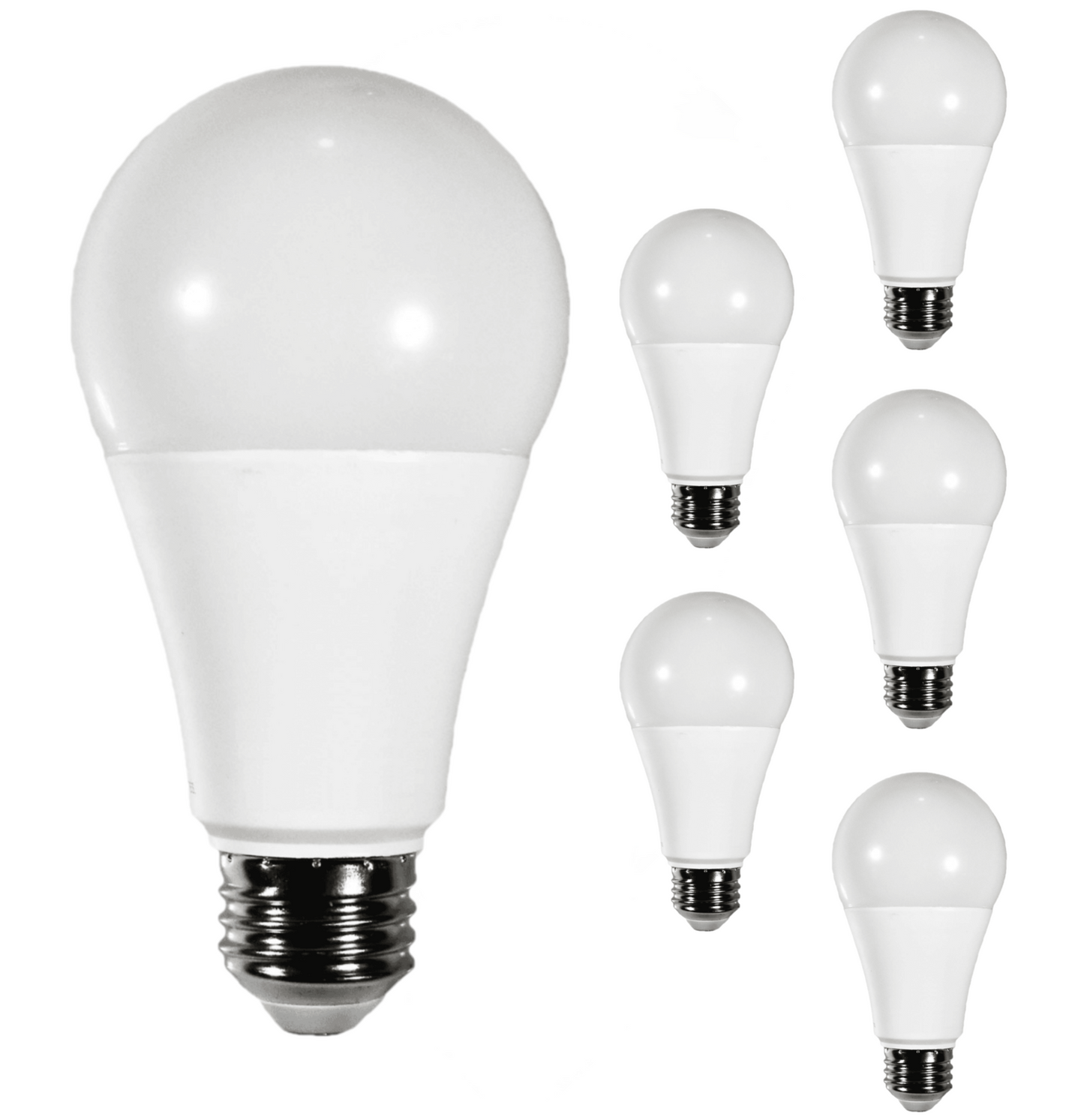 Damar A21 LED Light Bulb 17W 2000 Lumen E26 Medium Base 5000K Bright White for Home Living Room Bedroom Office Garage Warehouse Garden Light Bulb 120-277V CRI80 220° Beam Angle White Finish 6-Pack