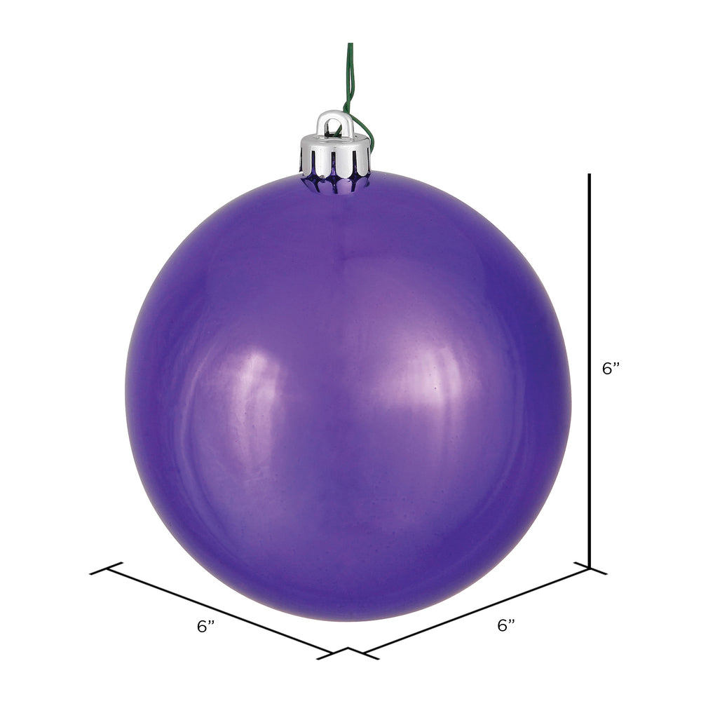 Vickerman 6" Plum Shiny Ball Ornament 4 per Bag