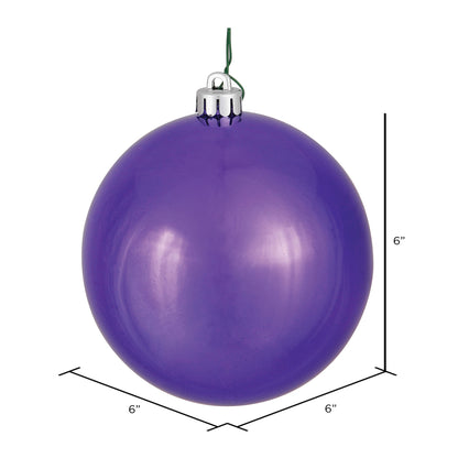 Vickerman 6" Plum Shiny Ball Ornament 4 per Bag