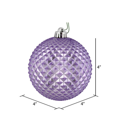Vickerman 4" Lavender Durian Glitter Ball Ornament 6 per Bag