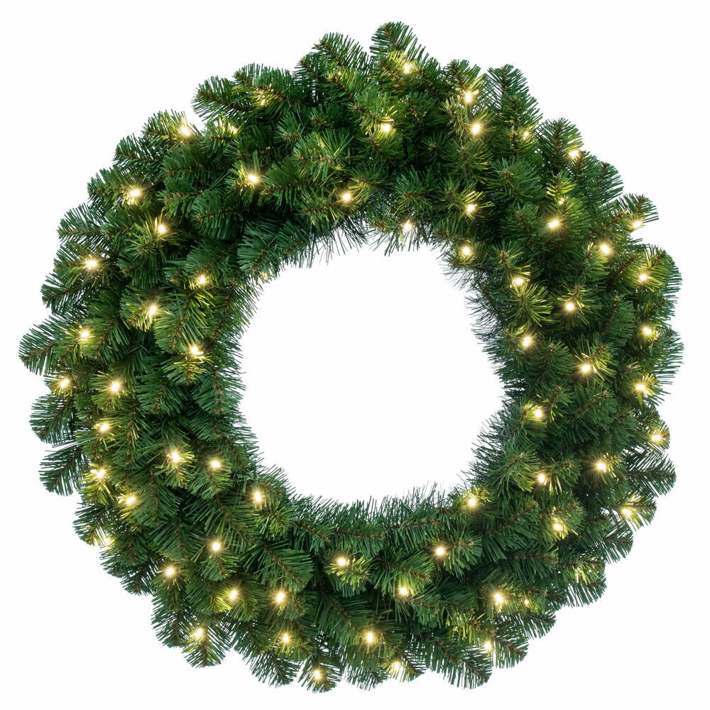 Vickerman 30" Oregon Fir Artificial Christmas Wreath Warm White Single Mold LED Wide Angle Lights