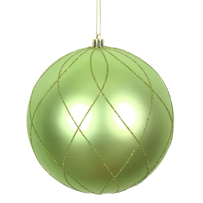 Vickerman 6" Celadon Matte and Glitter Swirl Ball Ornament 3 per Box