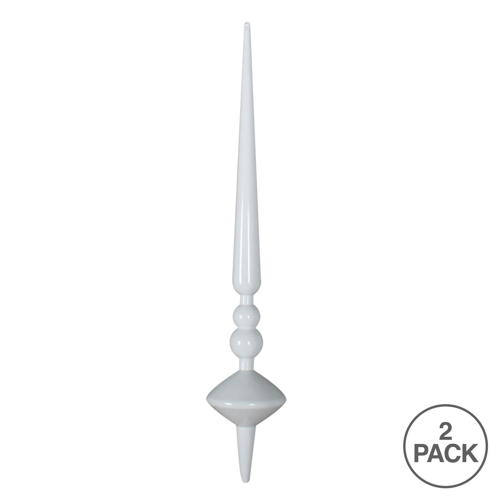 Vickerman 18" White Shiny Cupola Finial Ornament Pack of 2