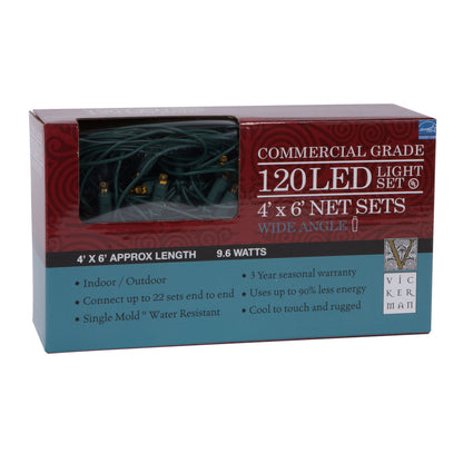 Vickerman 120 Orange Wide Angle Twinkle LED Christmas Net Light Set Green Wire