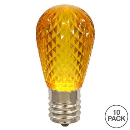 Vickerman S14 LED Yellow Faceted Replacement Bulb 10 Bulbs per Pack