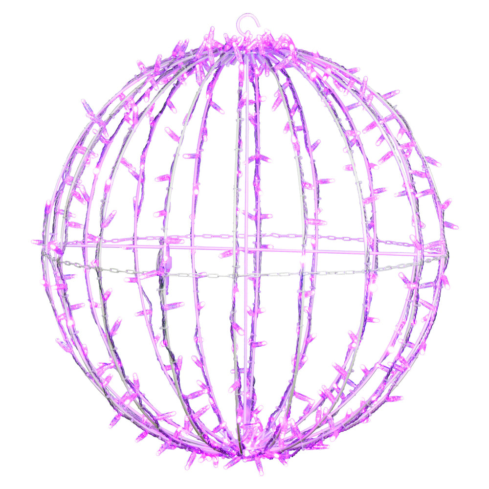 Vickerman 324Lt x 30" Fold Flat Pink Led Jumbo Hanging Sphere.