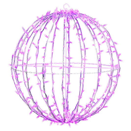 Vickerman 324Lt x 30" Fold Flat Pink Led Jumbo Hanging Sphere.