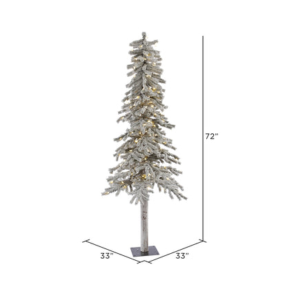 Vickerman 6' Flocked Alpine Artificial Christmas Tree Pure White Single Mold LED lights