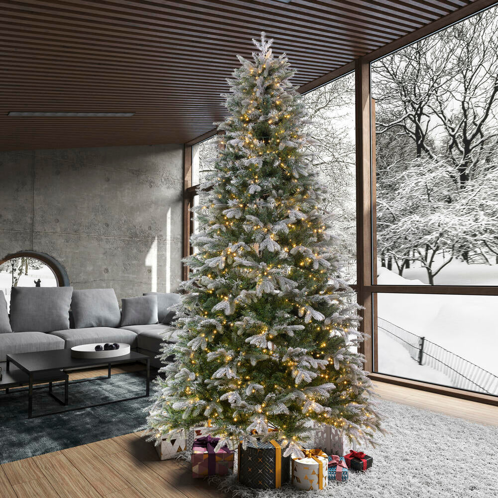 Vickerman 9' x 66" Frosted Douglas Fir Artificial Pre-Lit Christmas Tree Warm White 3mm LED Lights.