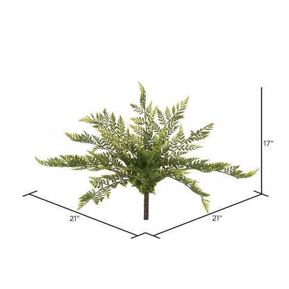 Vickerman 17" Artificial Green Rabbit Foot Fern Bush Pack of 2
