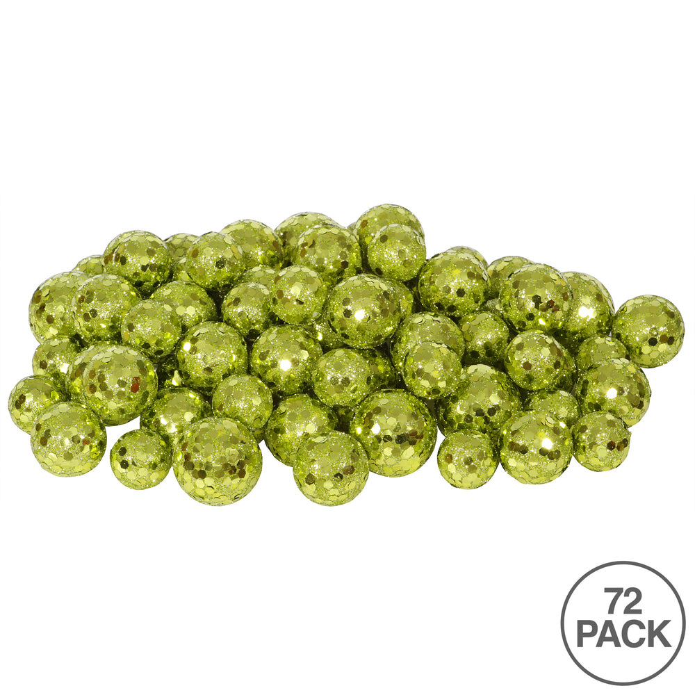 Vickerman 20MM/25MM/30MM Lime Glitter Polystyrene Ball Christmas Ornament 72 per Bag