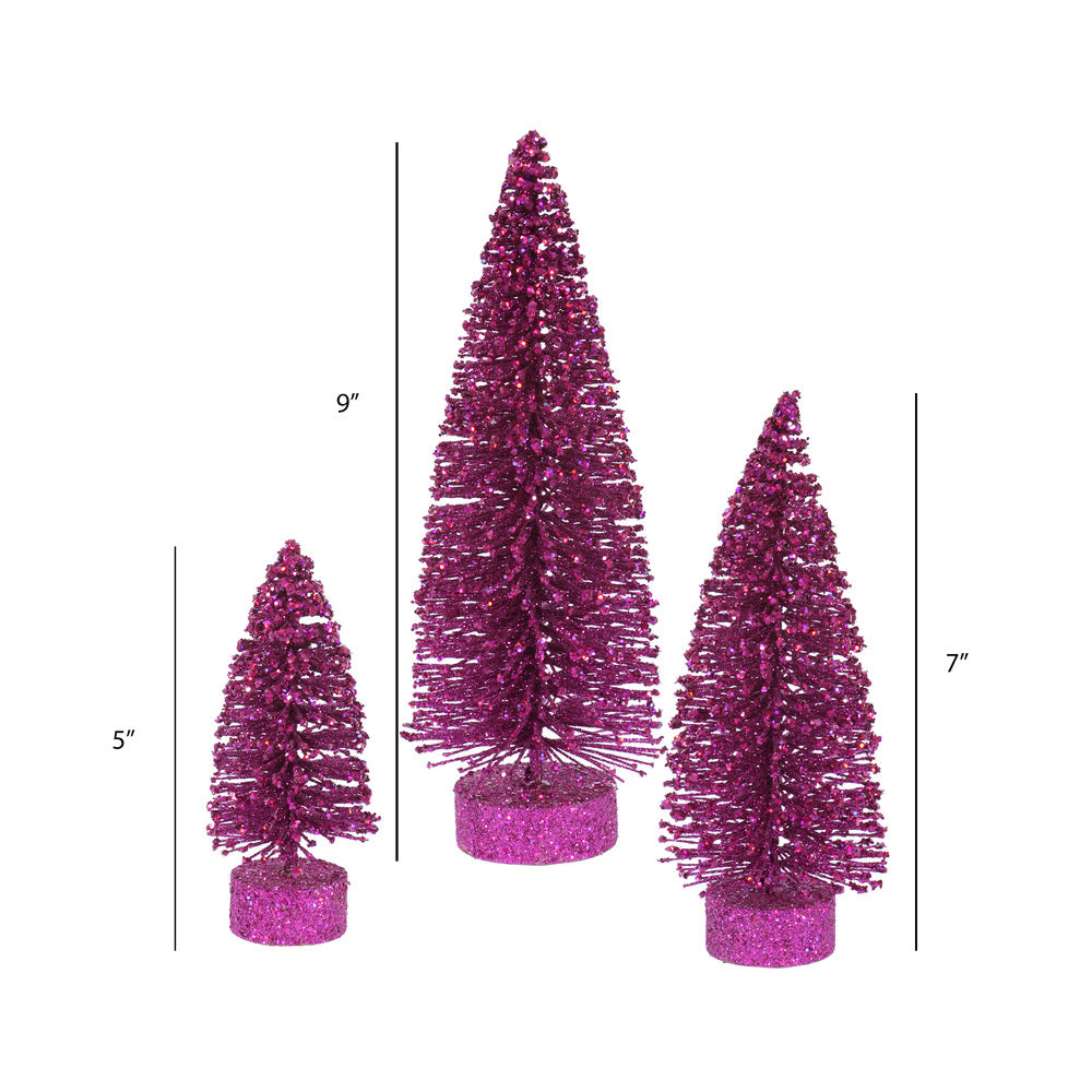 Vickerman 5"/7"/9" Magenta Glitter Oval Artificial Christmas Tree Unlit