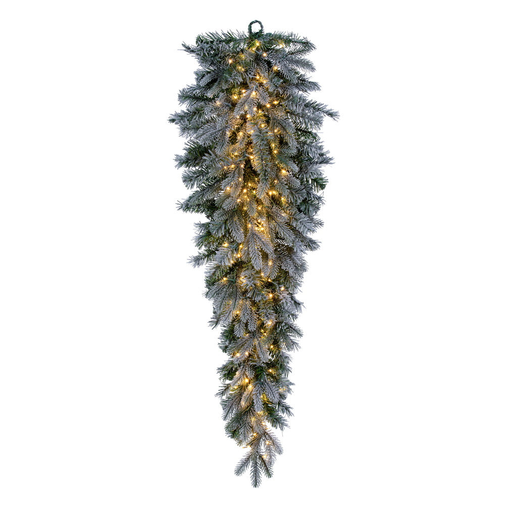 Vickerman 48" Frosted Douglas Fir Artificial Teardrop with Warm White LED Lights.