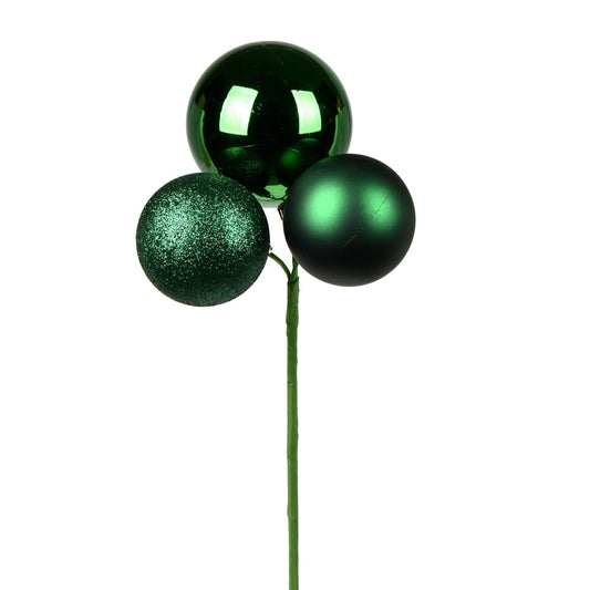 Vickerman 18" Emerald Ball Ornament Christmas Pick 4 per set