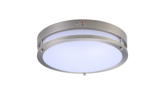 ASD Lighting LED Double Ring Flushmount 16inch 24W 120-277V Triac 3000/4000/5000K with Battery Back-up 12W Nickel ETL