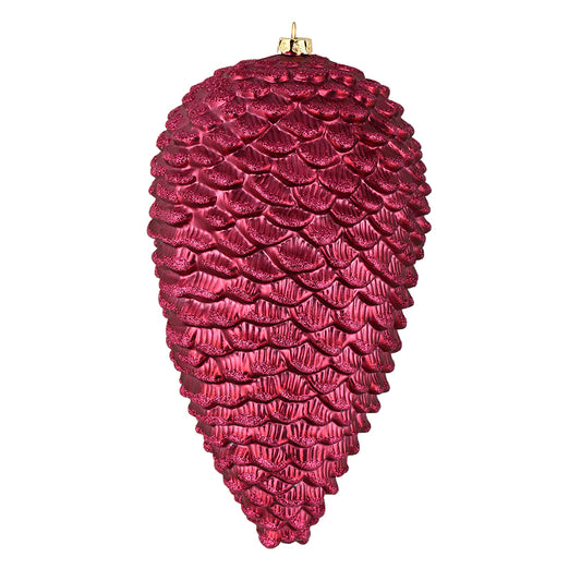 Vickerman 7" Berry Red Matte Glitter Pinecone Christmas Ornament 4 per pack