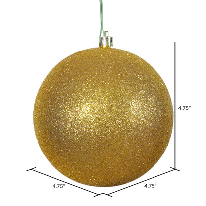 Vickerman 4.75" Antique Gold Glitter Ball Ornament 4 per Bag