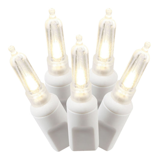 Vickerman 100 Warm White Italian LED Single Mold Light on White Wire 34' Christmas Light Strand