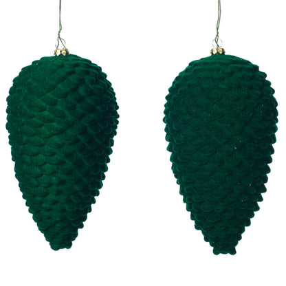 Vickerman 7" Moss Green Flocked Pinecone Christmas Ornament Pack of 2