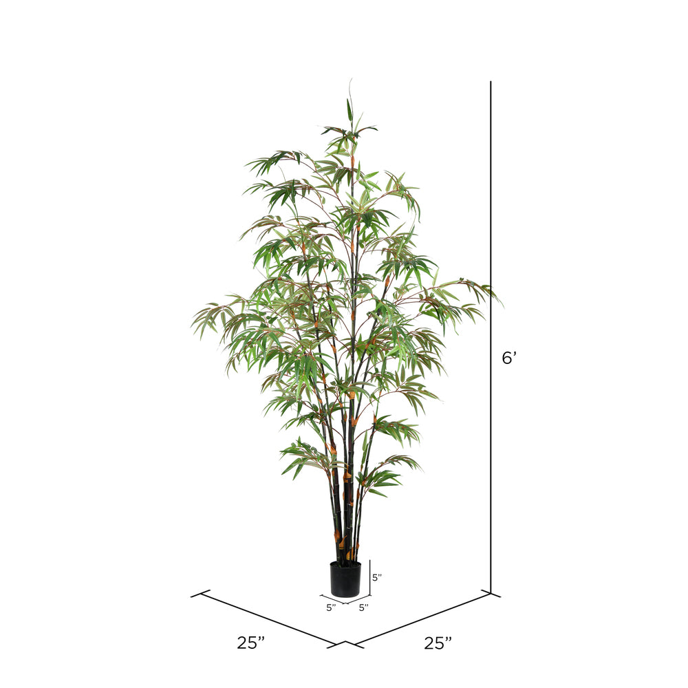 Vickerman 6' Artificial Potted Black Japanese Bamboo Tree.