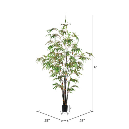 Vickerman 6' Artificial Potted Black Japanese Bamboo Tree.