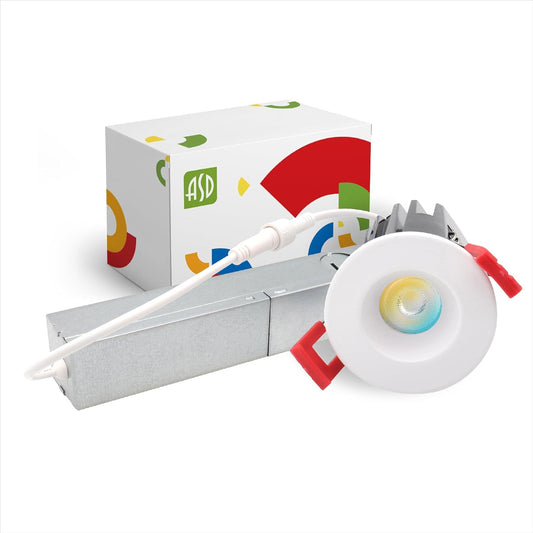 ASD Lighting LED Downlight Round 1inch 7W 120V Triac 2700/3000/3500/4000/5000K White ETL