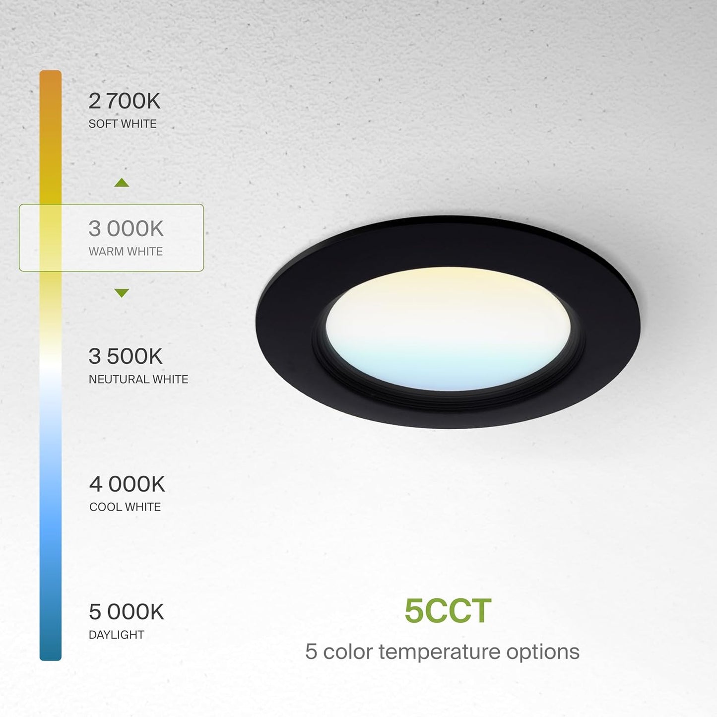 ASD Lighting LED Recessed Mini Panel Round 4inch 12W 120-277V 0-10V Dimmable 2700/3000/3500/4000/5000K with Baffle Trim Black ETL Energy Star
