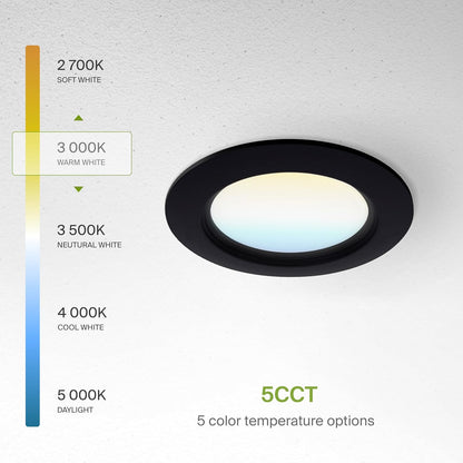 ASD Lighting LED Recessed Mini Panel Round 4inch 12W 120-277V 0-10V Dimmable 2700/3000/3500/4000/5000K with Baffle Trim Black ETL Energy Star
